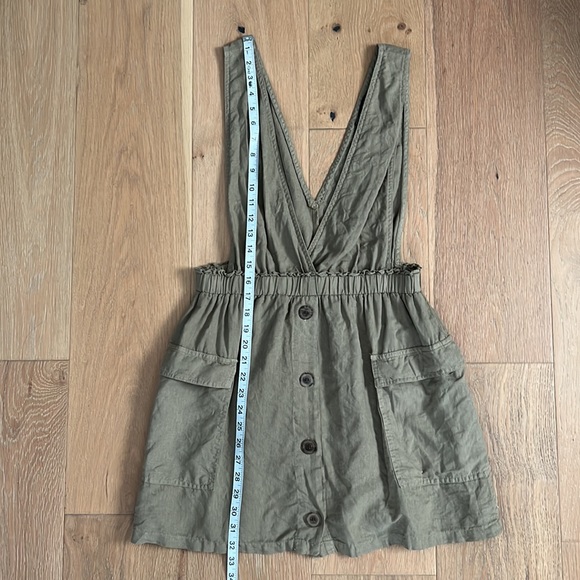 ZARA Pinafore Dress with Pockets - Green - Size: Large - Picture 4 of 15